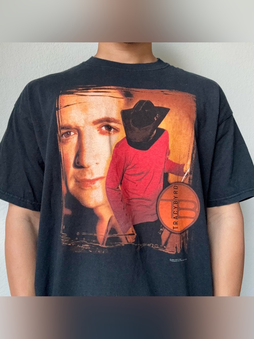 Vintage 2002 Tracy Byrd Band Graphics Black Tee Shirt Y2K